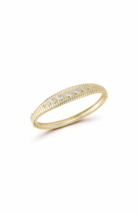Ribbed Cubic Zirconia Bangle