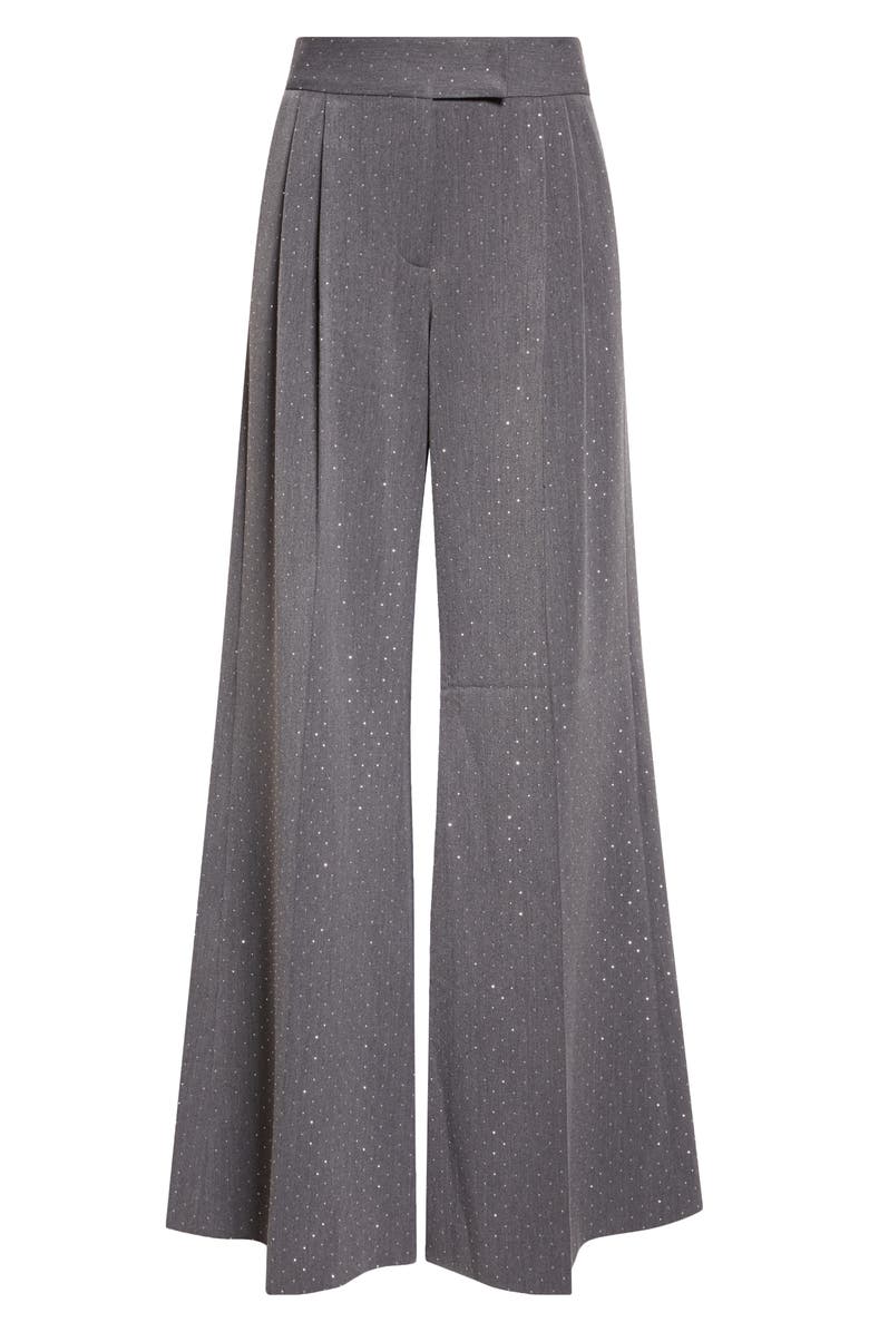 LaQuan Smith Relaxed Fit Tailored Crystal Trousers, Alternate, color, Grey