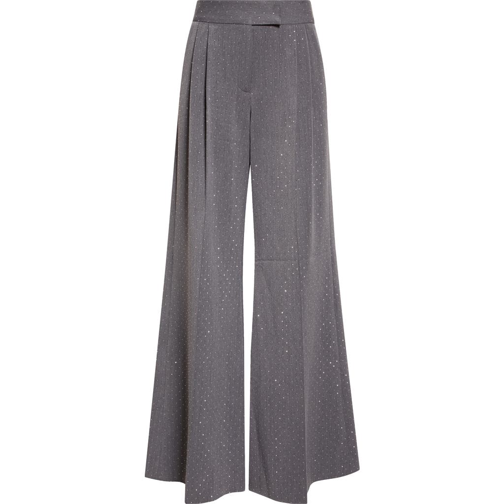 Laquan Smith Relaxed Fit Tailored Crystal Trousers In Gray