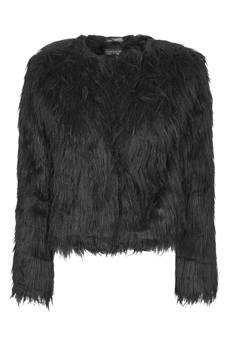 'Gorilla' Faux Fur Jacket, Alternate, color, BLACK