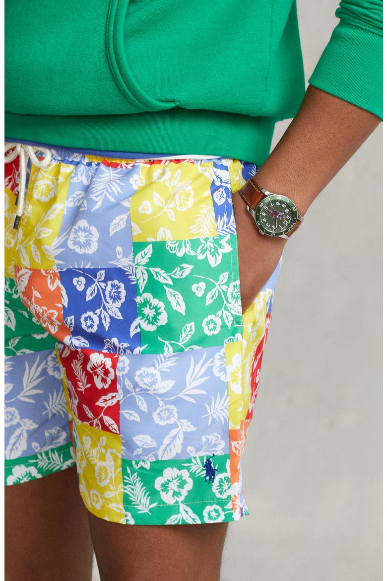 Traveler Floral Swim Trunks, Alternate, color, VILLA BATIK PATCHWORK