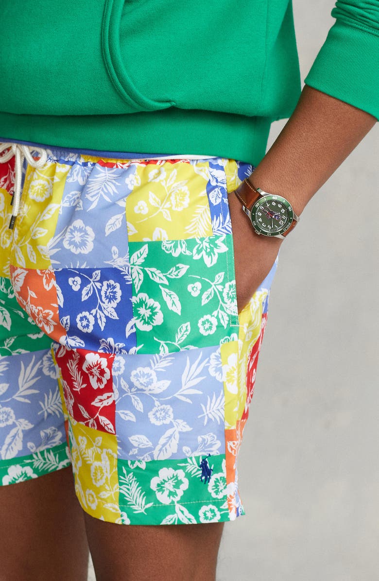 Polo Ralph Lauren Traveler Floral Swim Trunks, Alternate, color, 
