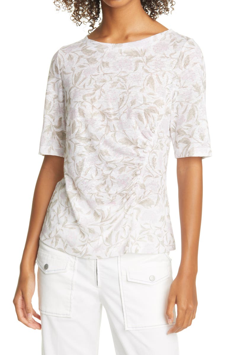 Rebecca Taylor Zadie Fleur Linen T-Shirt, Main, color, 