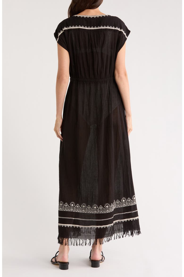 Embroidered Cover-Up Maxi Dress, Alternate, color, BLACK