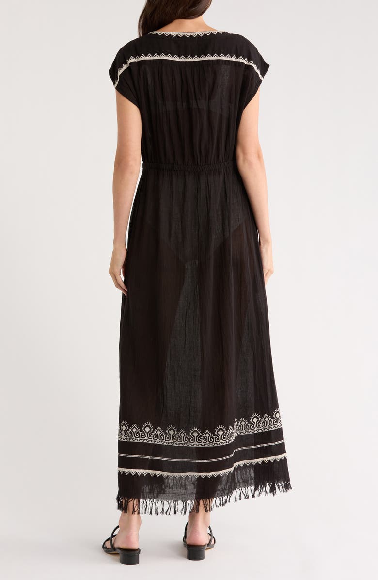 Elan Embroidered Cover-Up Maxi Dress, Alternate, color, Black