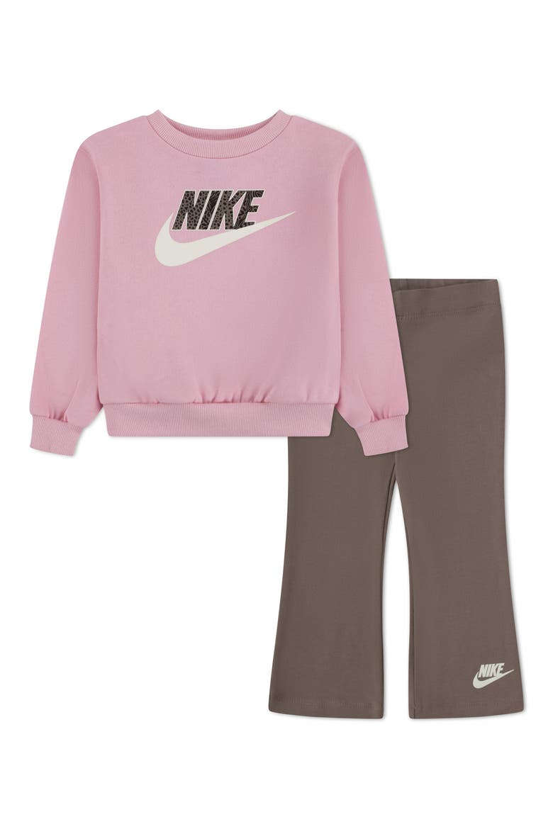 Kids' Wild Warmth Sweatshirt & Flare Leggings Set, Main, color, MINK BROWN