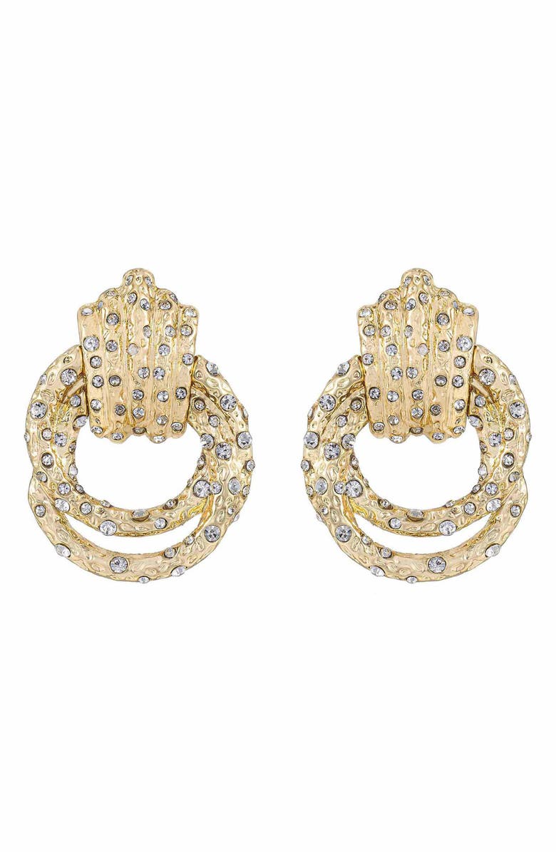 Ettika Crystal Knot Earrings, Main, color, Gold