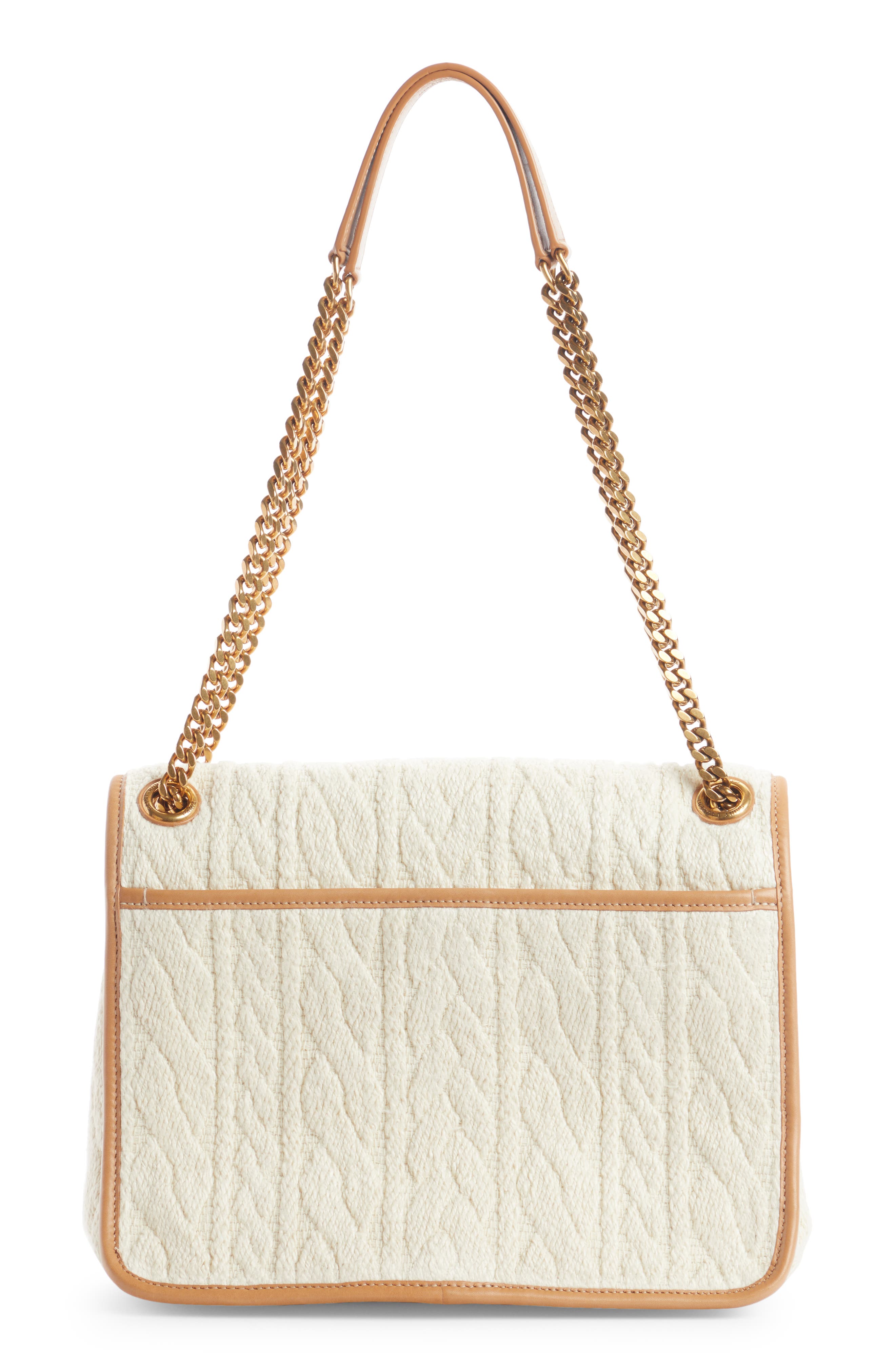 Saint Laurent Medium Niki Jacquard Shoulder Bag, Alternate, color, Soy Milk