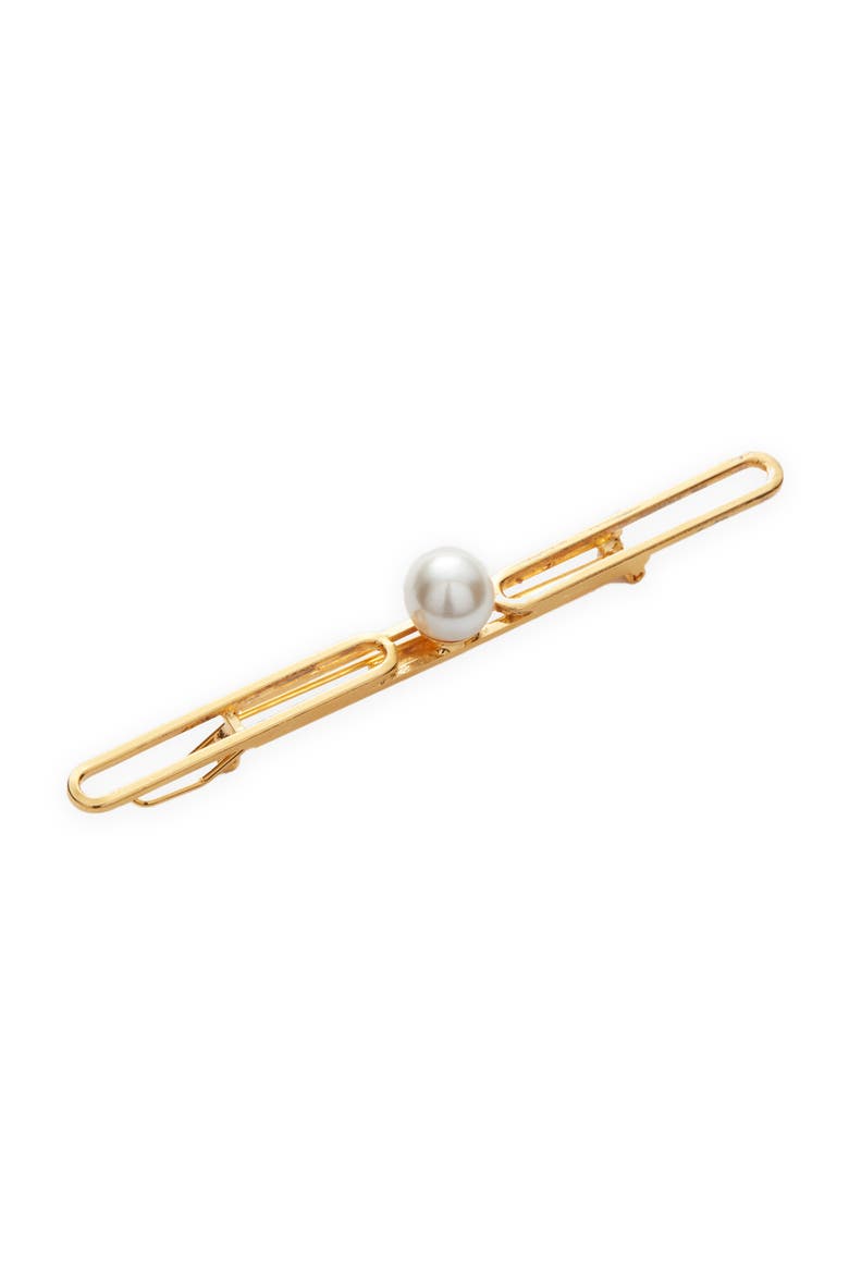 Kristen Link Imitation Pearl Barrette, Main, color, GOLD
