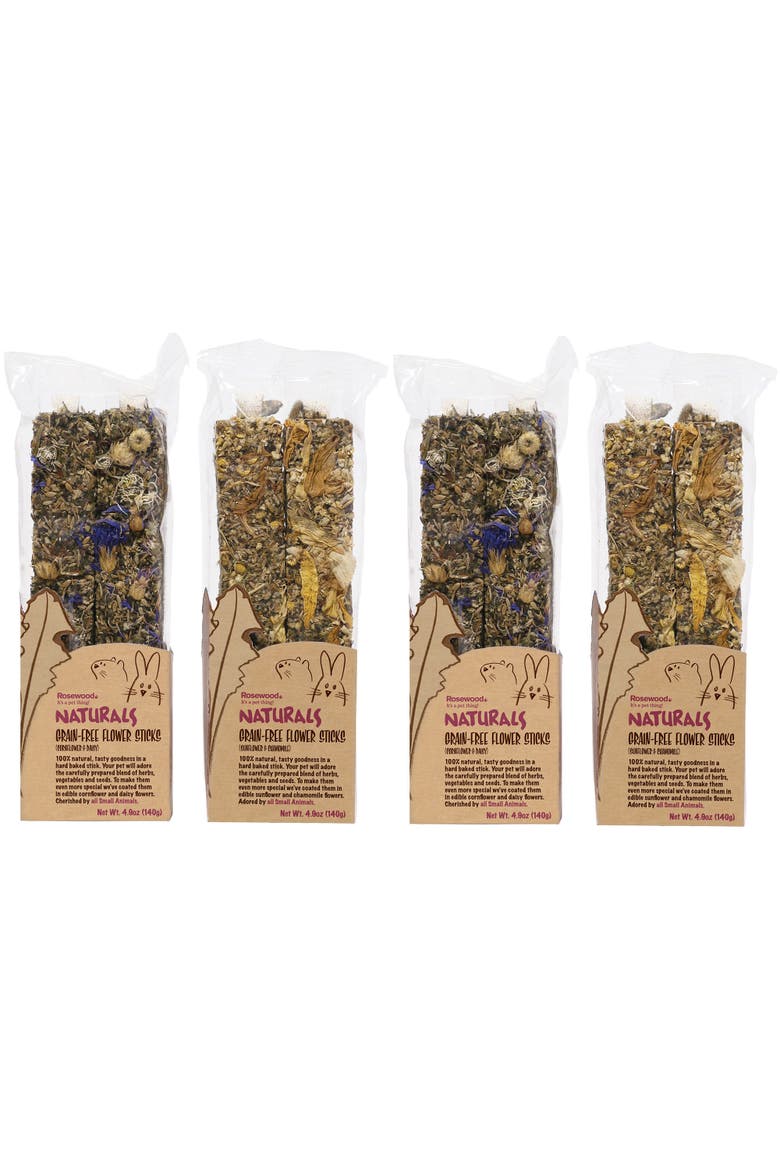 4 Pack Grain-Free Flower Sticks Pet Treat, Main, color, Multicolored