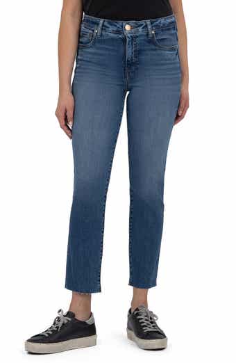 Reese High Waist Raw Hem Ankle Straight Leg Jeans