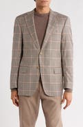 Heritage Gold Brown Windowpane Wool & Silk Blend Sport Coat