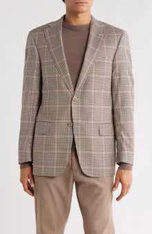 Heritage Gold Brown Windowpane Wool & Silk Blend Sport Coat