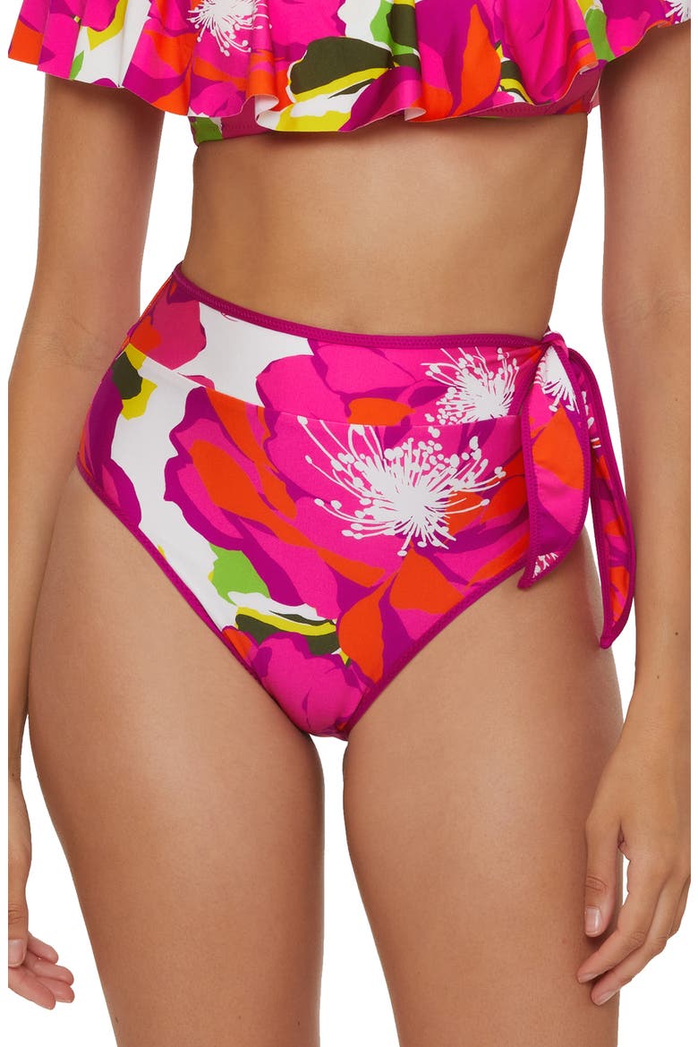 Bloom High Waist Bikini Bottoms, Main, color, PINK MULTI