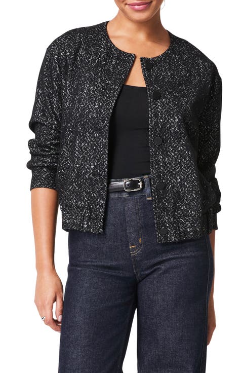 Herringbone Ponte Knit Bomber Jacket