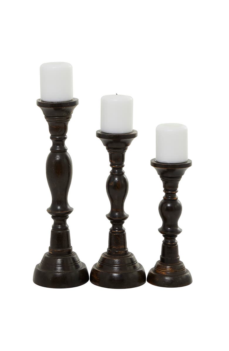 SONOMA SAGE HOME Wooden Candle Holder - Set of 3, Alternate, color, Black