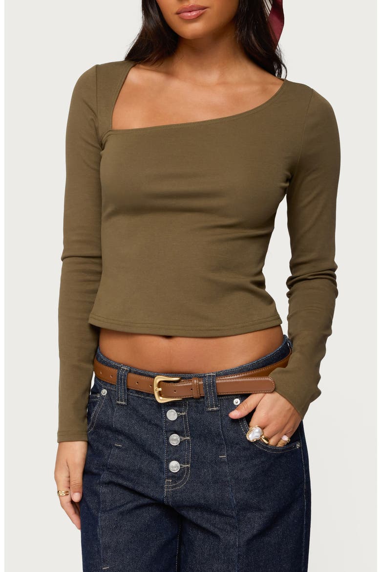 Rion Asymmetric Neck Top, Main, color, OLIVE