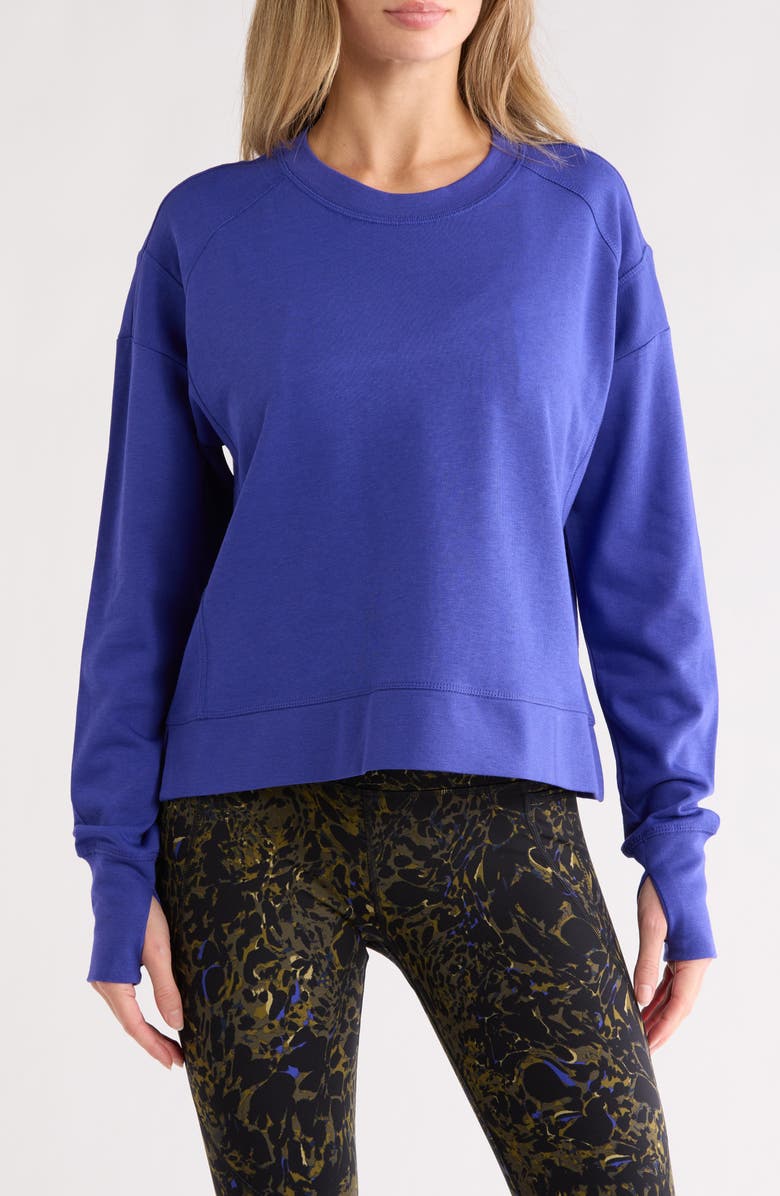 Sweaty Betty After Class Crop Sweatshirt, Main, color, Rich Blue