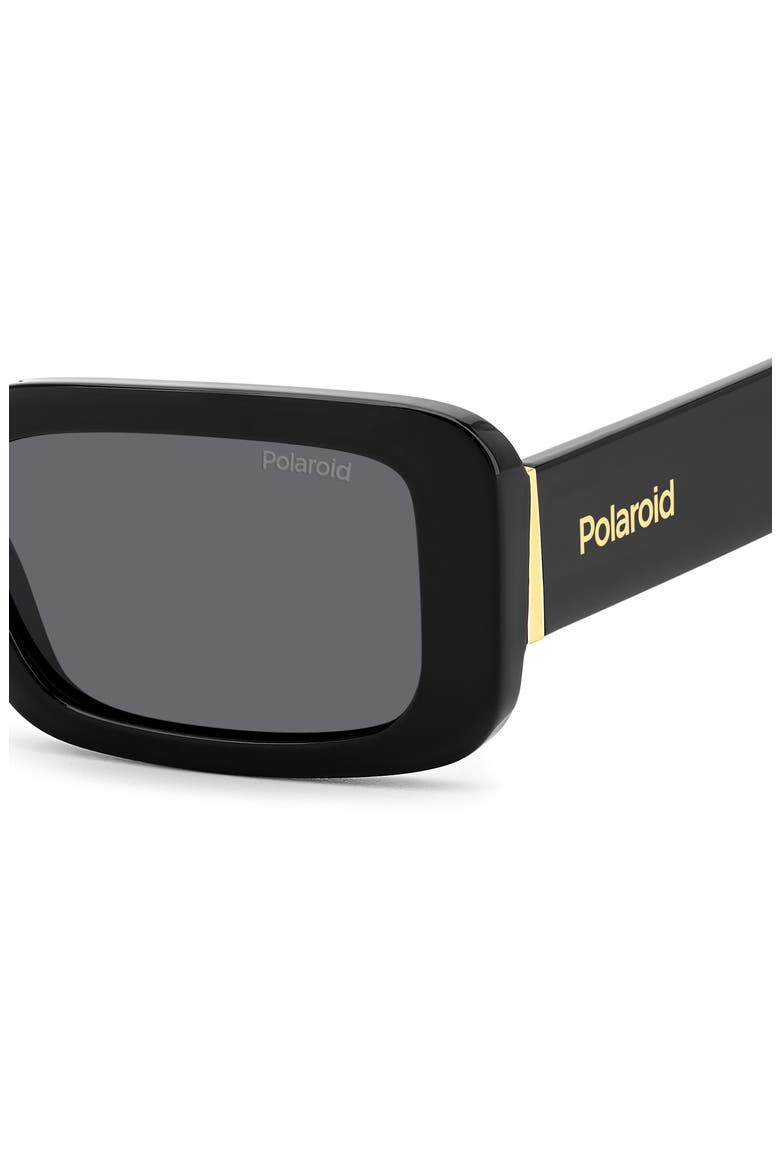 52mm Polarized Rectangular Sunglasses, Alternate, color, BLACK/ GRAY POLARIZED