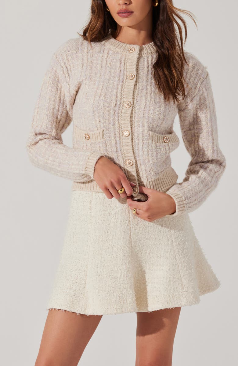 ASTR the Label Leyla Cardigan, Alternate, color, Oatmeal Lavender