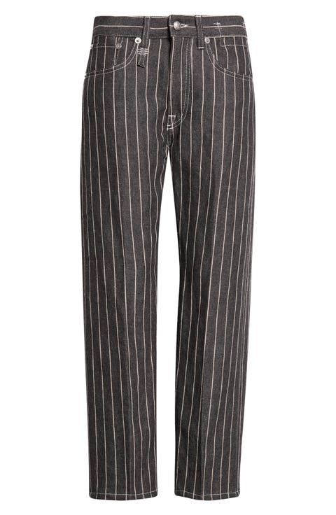 Pinstripe Linen, Wool & Cotton Boyfriend Jeans
