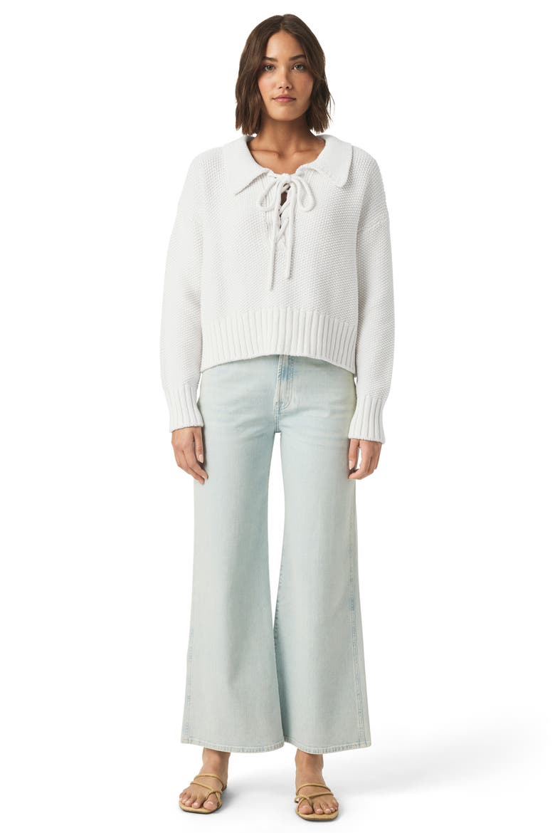 Roxie Lace-Up Sweater, Alternate, color, WHITE
