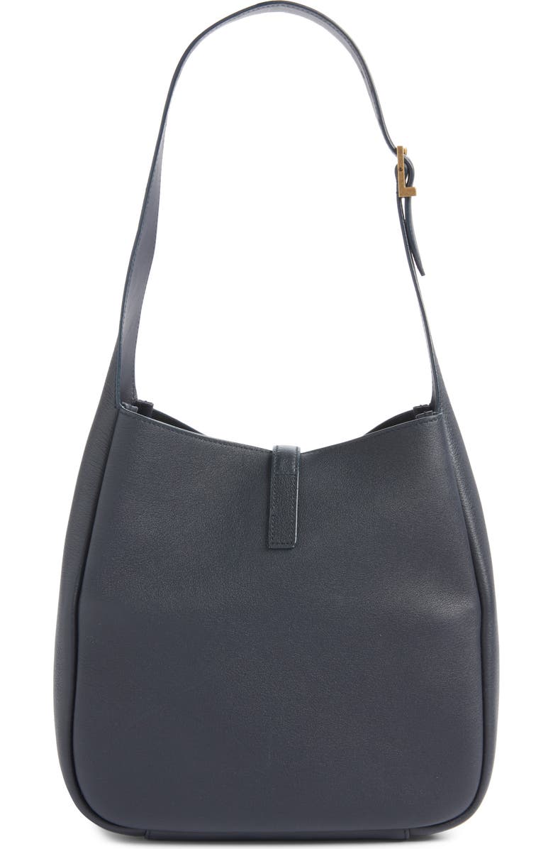 Saint Laurent Small Le 5 à 7 Leather Hobo, Alternate, color, Bleu Abysse