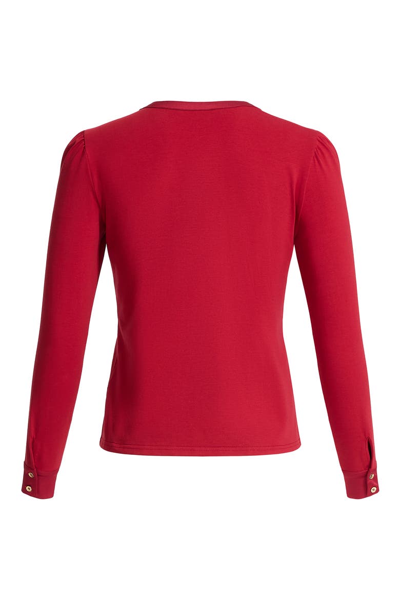 Button Detail Knit Top, Alternate, color, RED