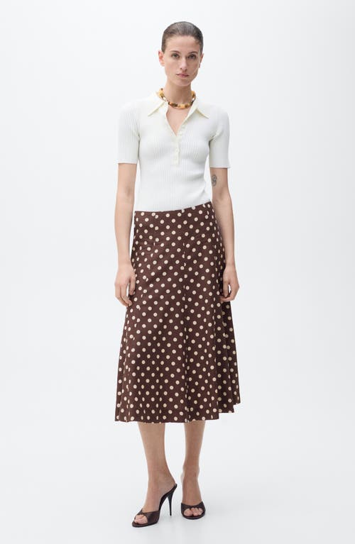 Shop Mango Polka Dot Flare Linen Blend Skirt