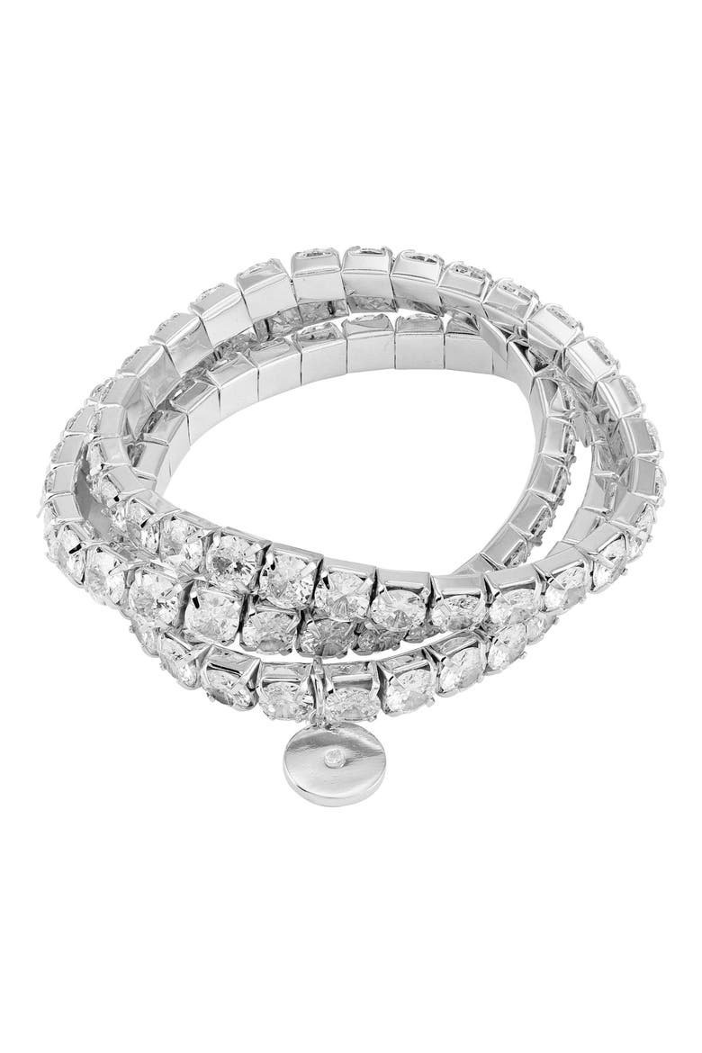 Crystal Set of 3 Stretch Bracelets, Main, color, SILVER