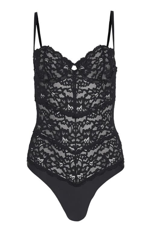Shop Fleur Du Mal Lace Balconette Bodysuit In Black