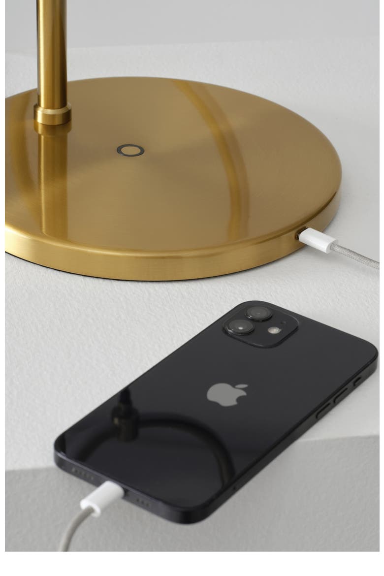Nova 24" Modern LED Arc Table Lamp with Built-In 3-Way Dimmer, Alternate, color, Antique Brass