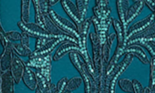 TADASHI SHOJI TADASHI SHOJI SEQUIN LEAF PRINT SHEATH GOWN