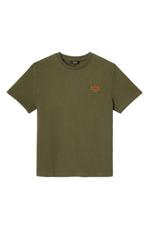 Apc Logo-embroidered Cotton-jersey T-shirt In Green