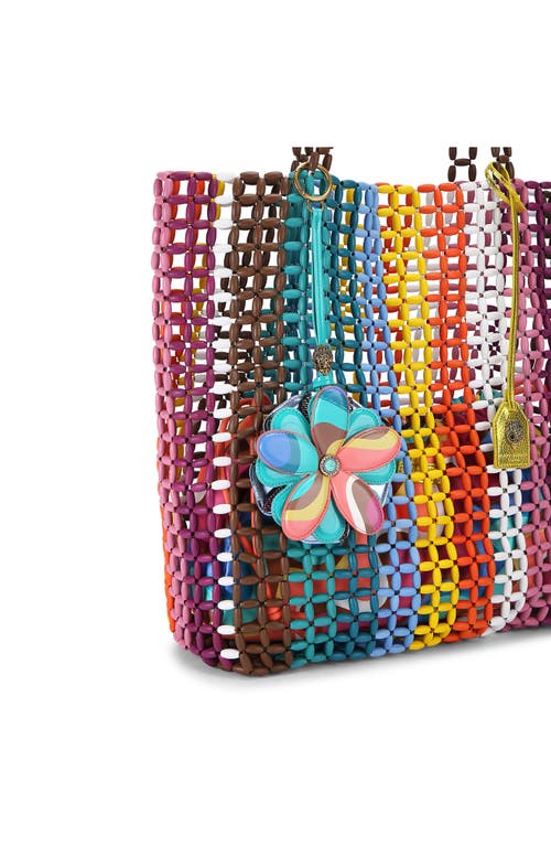 Kurt Geiger London Flower Bag Charm In Aqua Multi
