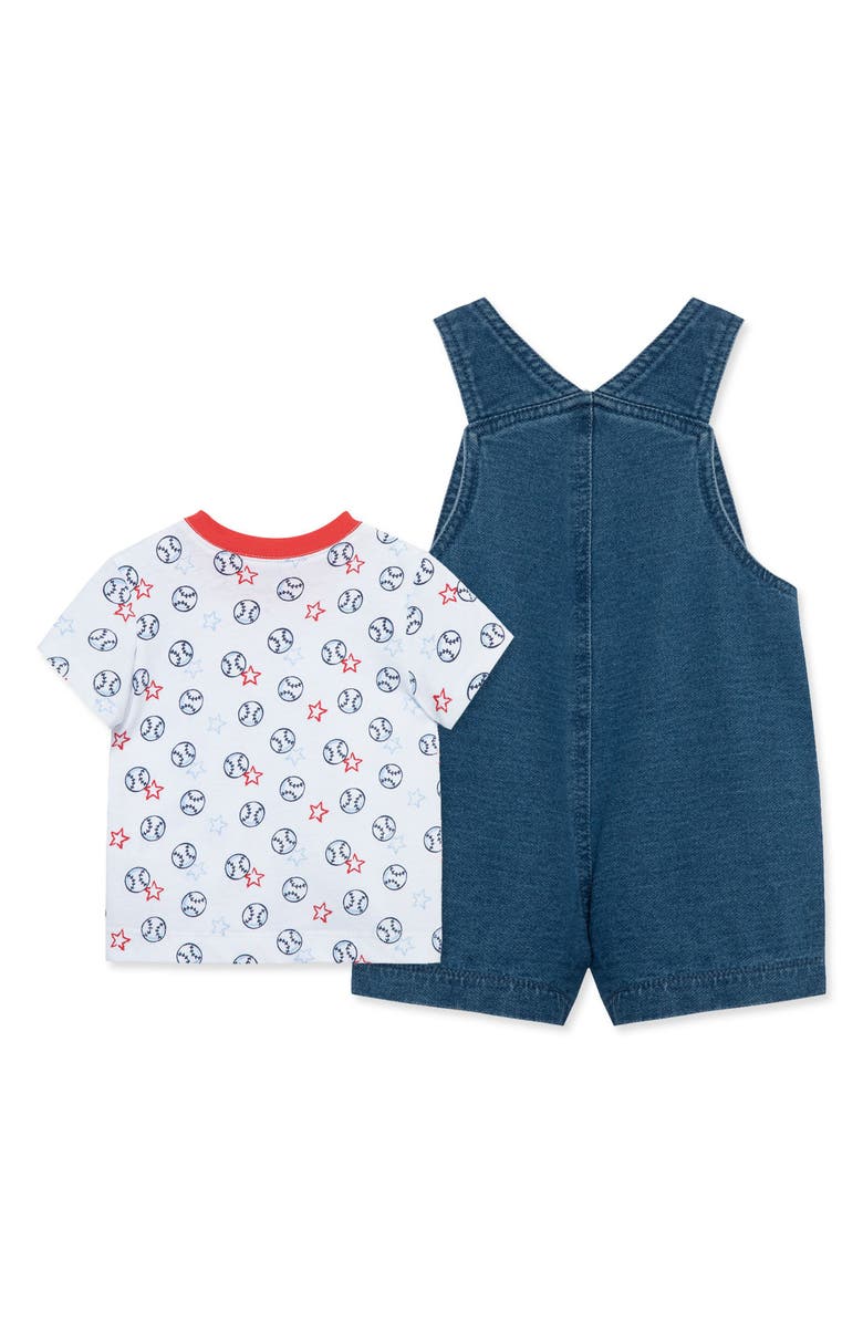 Little Me Baseball T-Shirt & Shortalls Set, Alternate, color, 