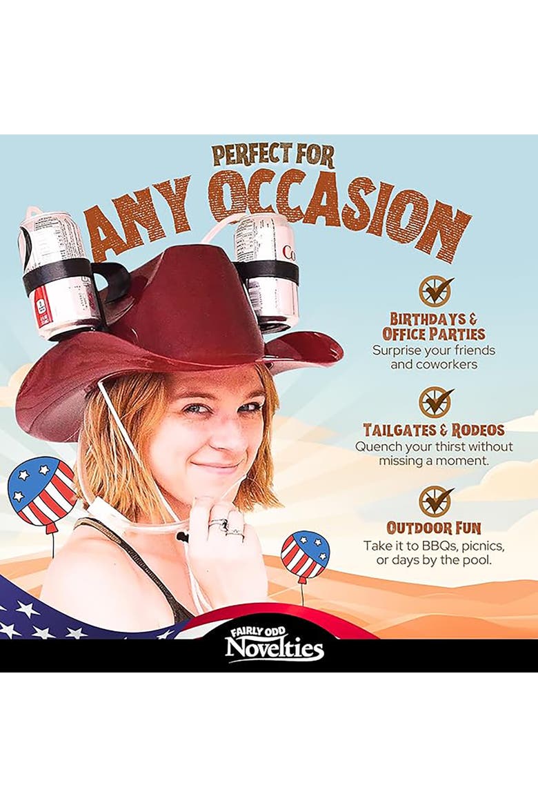 Cowboy Drinking Hat, Alternate, color, Red