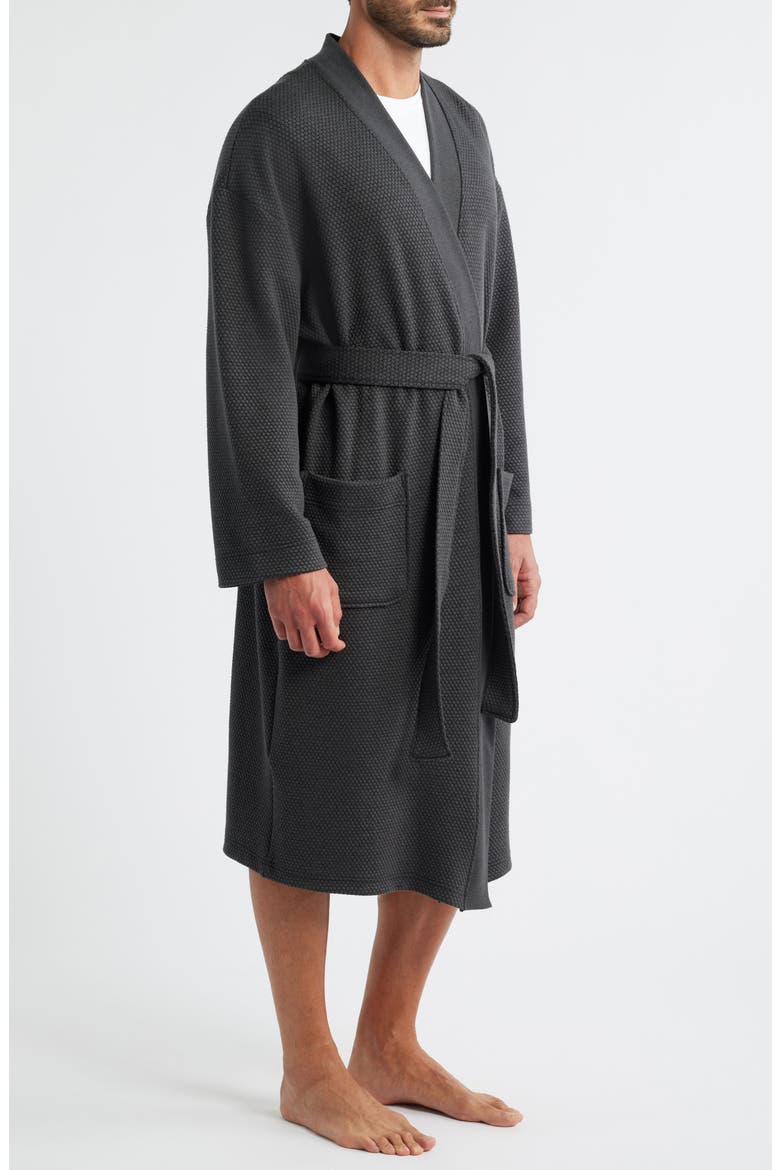 Tomorroland Waffle Knit Robe, Alternate, color, CHARCOAL