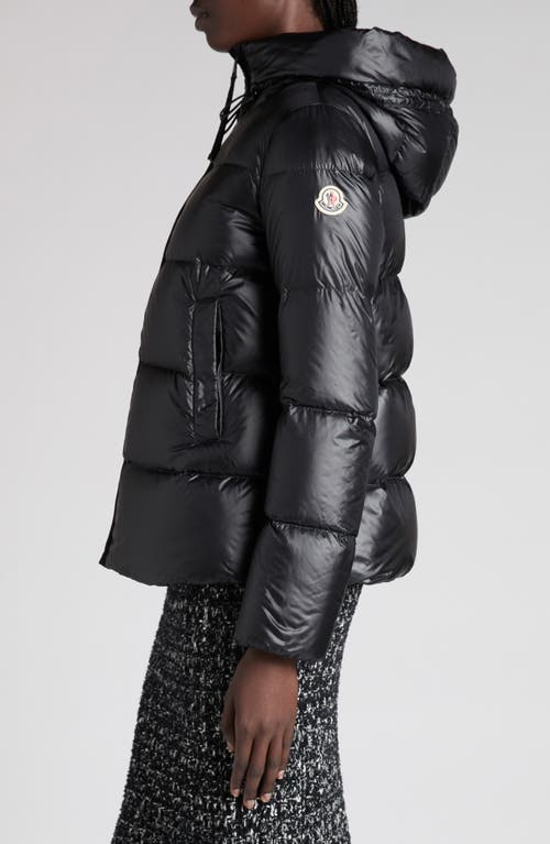 Moncler Women Black Serittes Short Hooded Down Jacket In Black