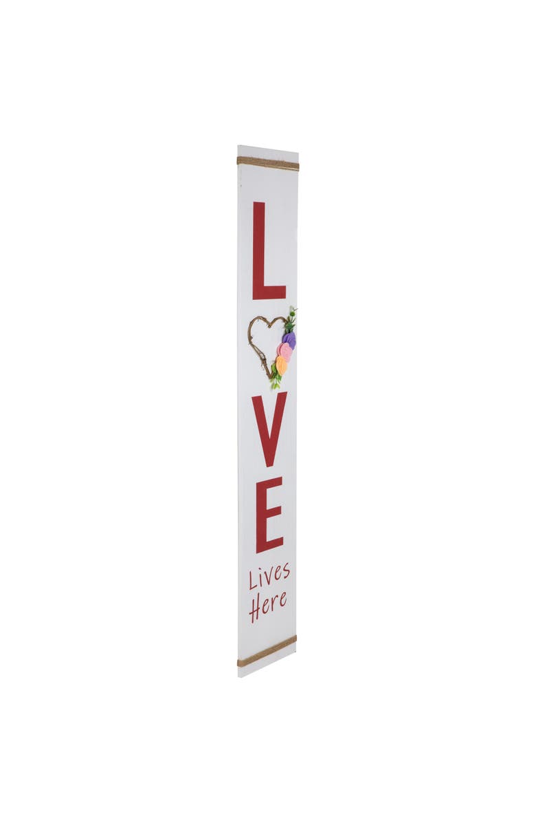 Northlight 39.25" "Love Lives Here" Wooden Valentine's Day Porch Board Sign Decoration, Alternate, color, White