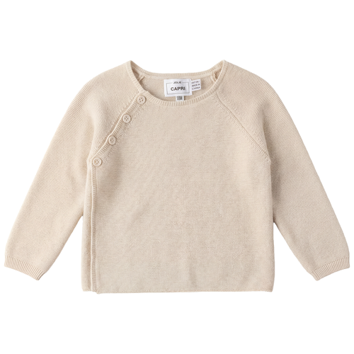 Jolie Capri Kids'  Boy Wrap Asymmetrical Button Decorative Stitching Cotton Knit Cardigan In Brown