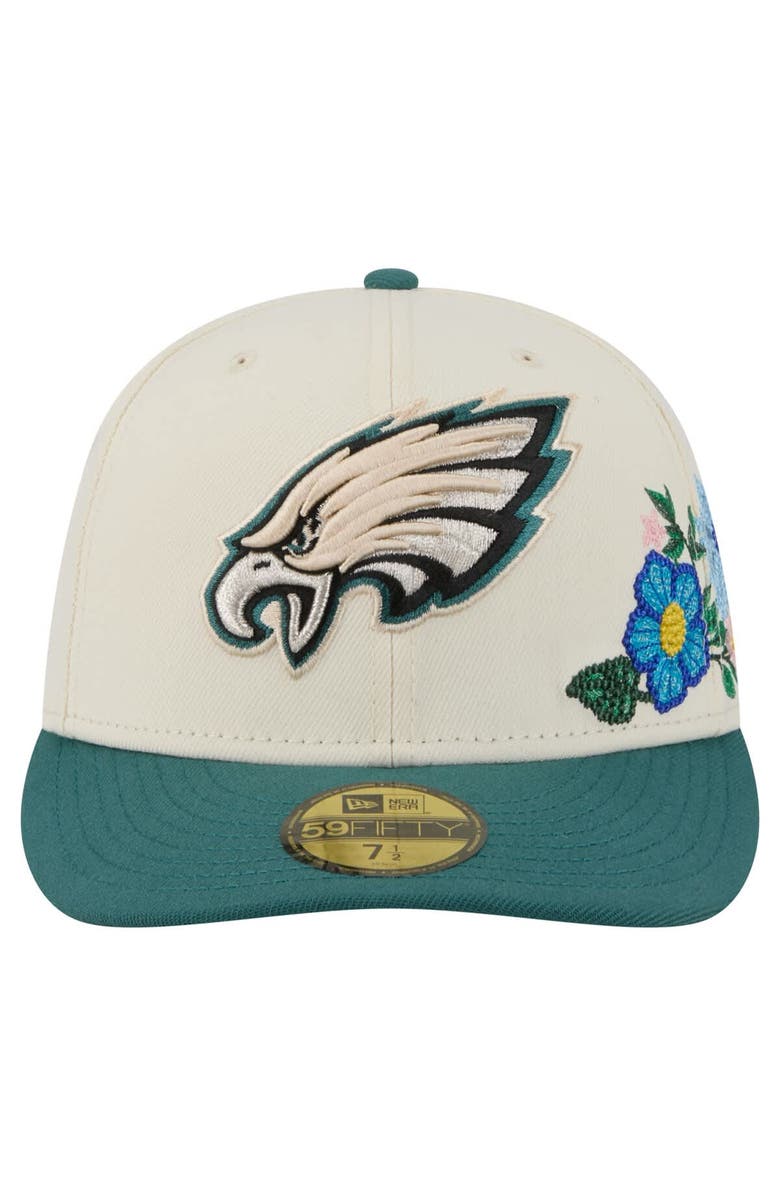 New Era Men's New Era Cream/Midnight Green Philadelphia Eagles Tonal Floral 59FIFTY Fitted Hat, Alternate, color, 