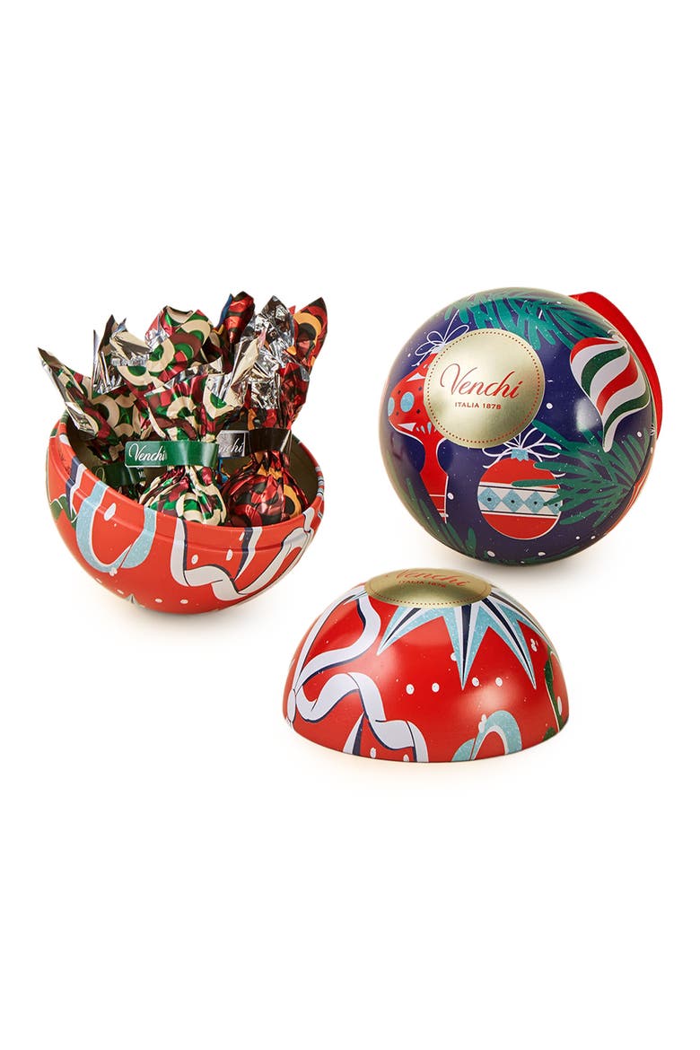 Holiday Metal Bauble Assorted Chocolates Tin, Alternate, color, RED