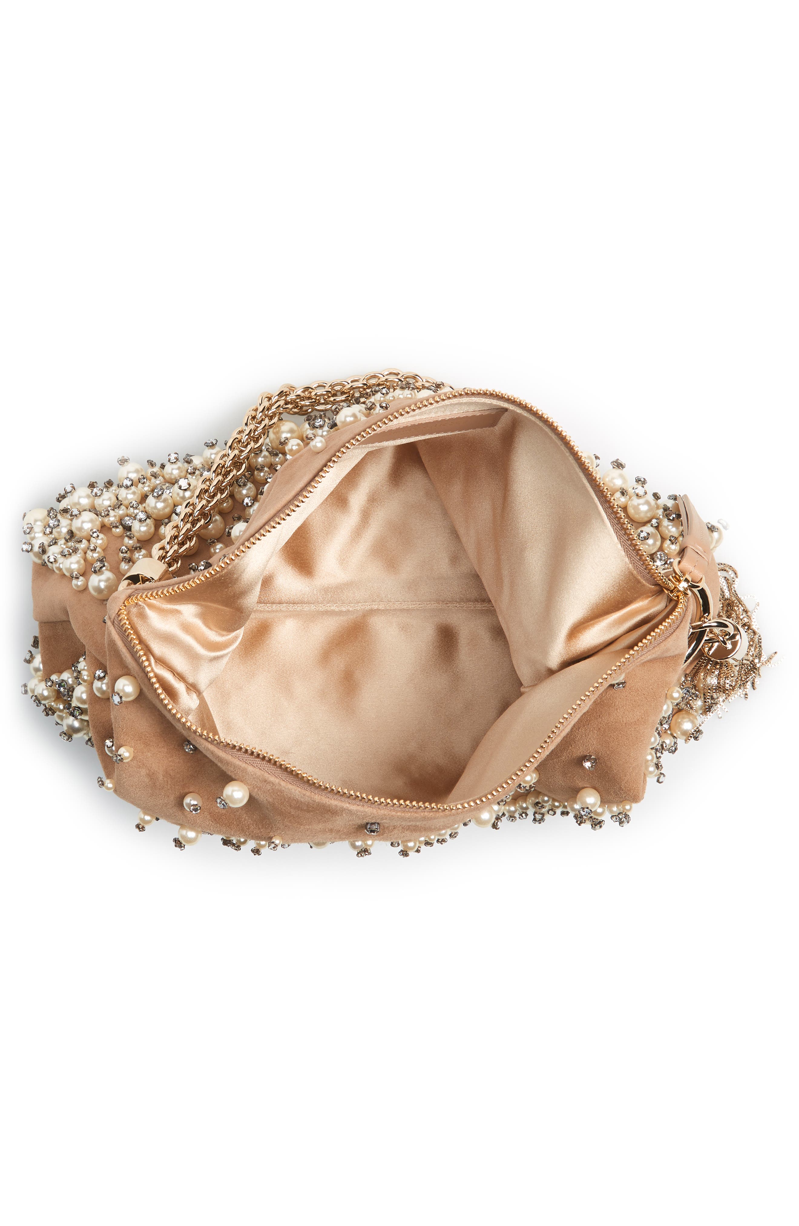 Jimmy Choo Callie Degradé Imitation Pearl Embellished Suede Clutch, Alternate, color, 