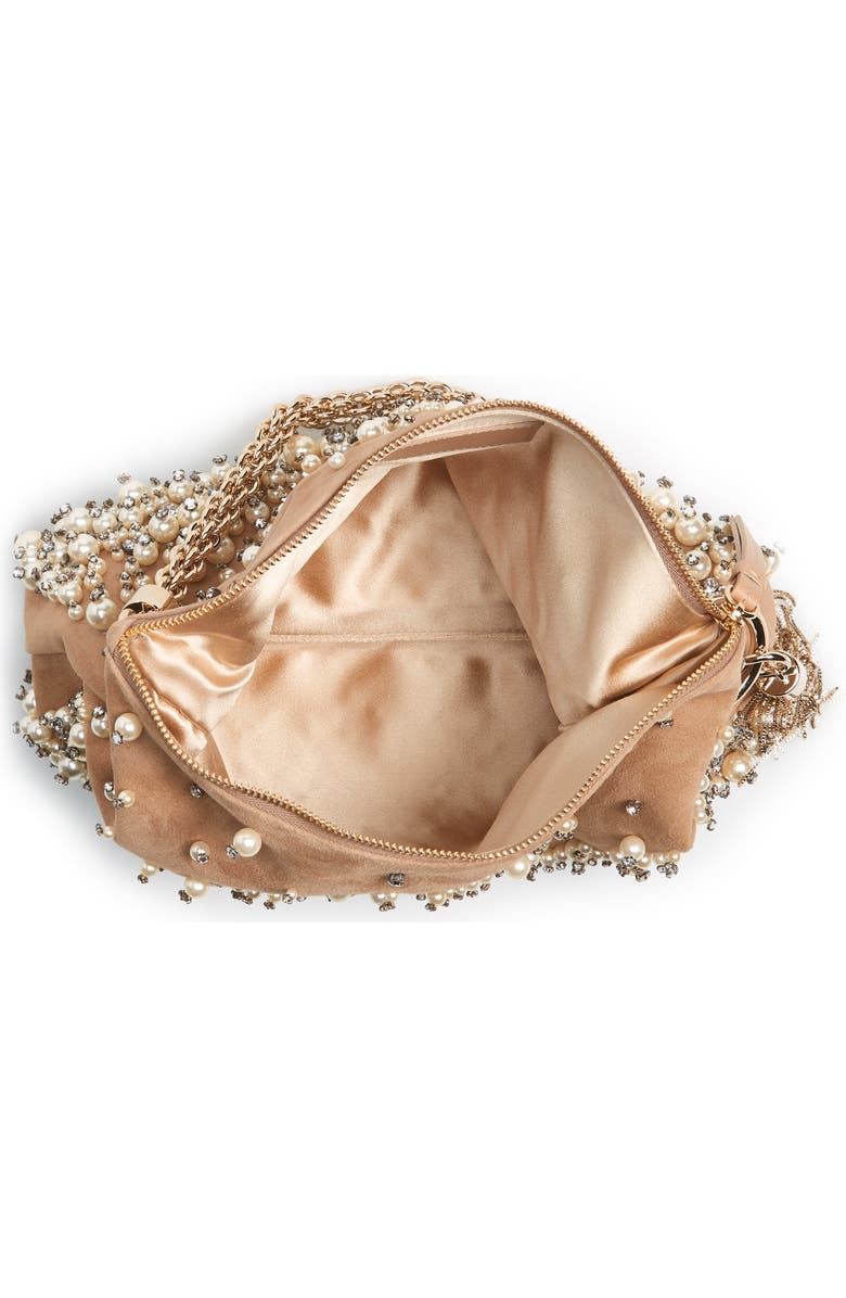 Jimmy Choo Callie Degradé Imitation Pearl Embellished Suede Clutch, Alternate, color,