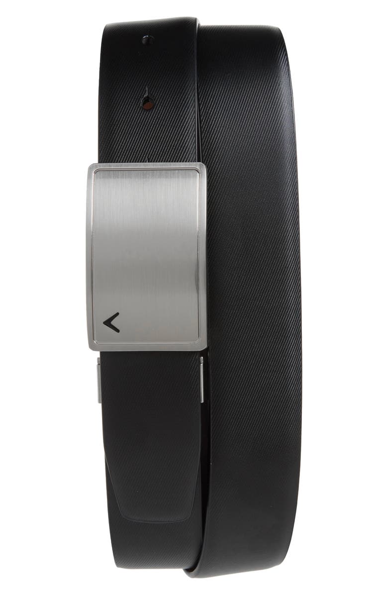 Callaway Golf<sup>®</sup> Calloway Plaque Leather Belt, Main, color, Black