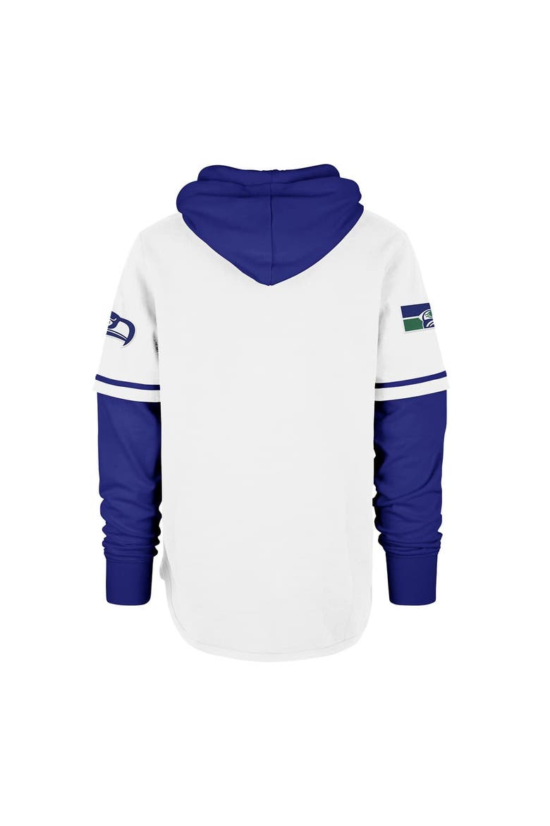 Men's '47  White Seattle Seahawks Throwback Shortstop Pullover Hoodie, Alternate, color, White