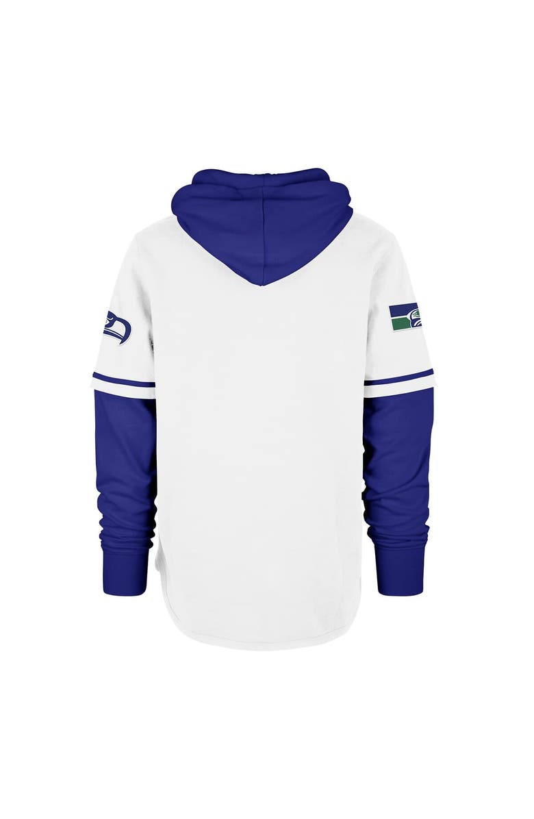 '47 Men's '47  White Seattle Seahawks Throwback Shortstop Pullover Hoodie, Alternate, color, White