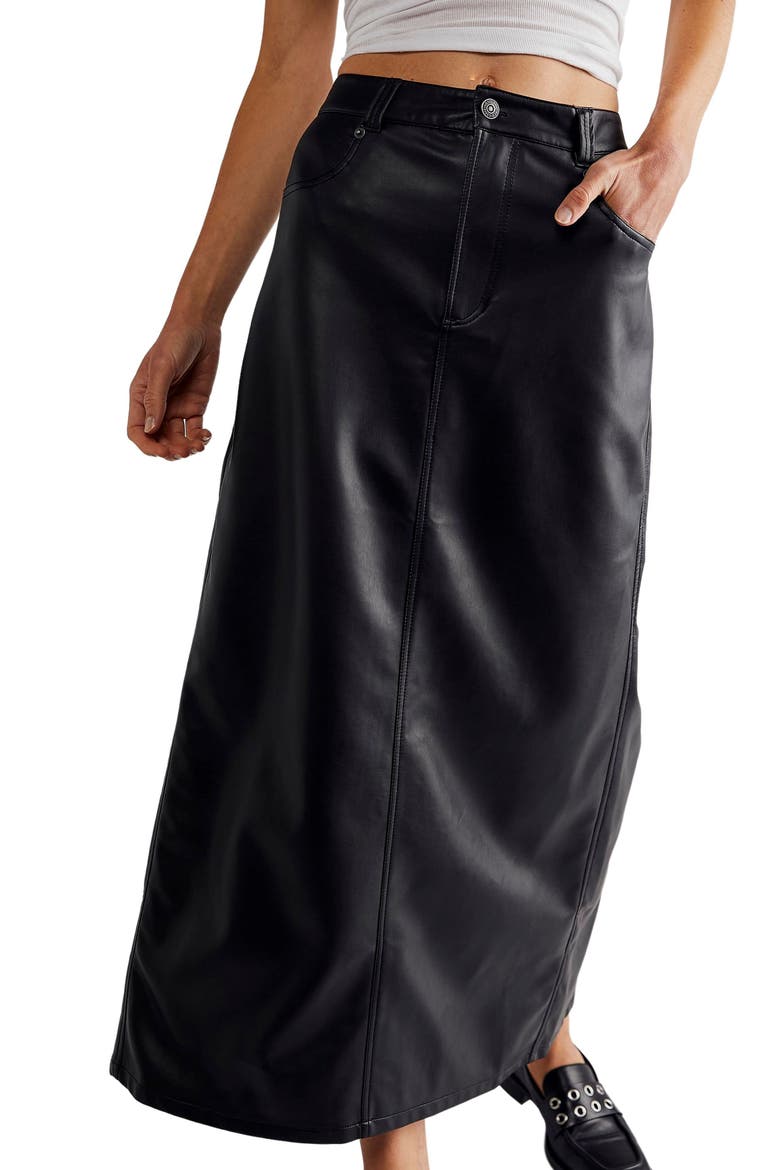 City Slicker Faux Leather Maxi Skirt, Alternate, color, BLACK