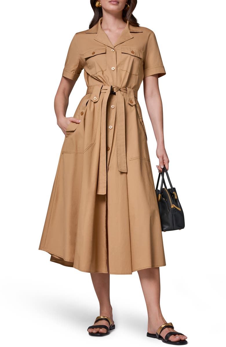 Donna Karan New York Short Sleeve Stretch Cotton Shirtdress, Main, color, 